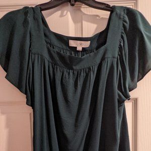 LOFT Emerald Flutter Sleeve Top NWT